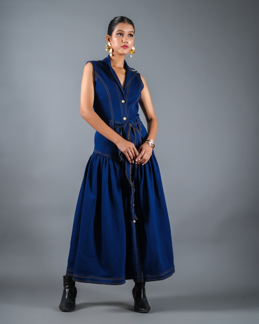 Rachel Long Flared Denim Dress