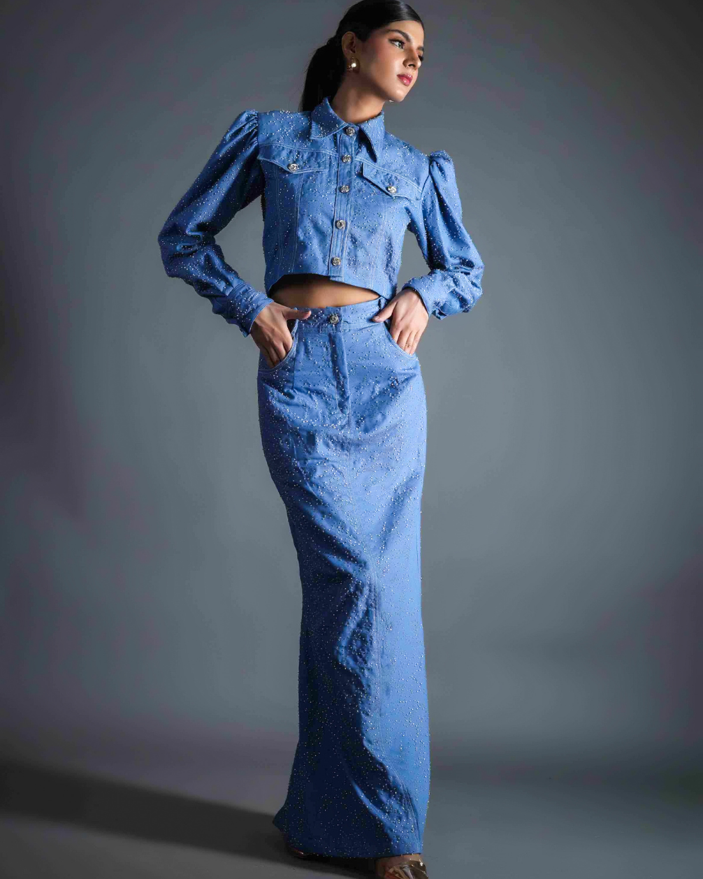 Estelle Embelished Denim Co-ord Set