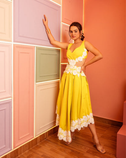 CICILIA WAIST CUTOUT MIDI DRESS