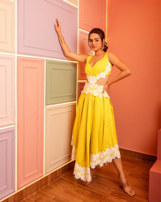 CICILIA WAIST CUTOUT MIDI DRESS