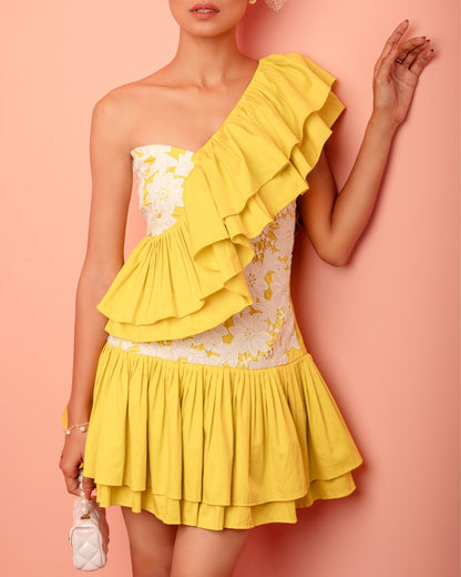 RAQUEL SHORT RUFFLE DRESS