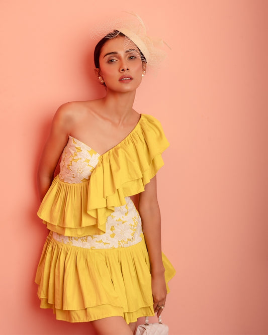 RAQUEL SHORT RUFFLE DRESS