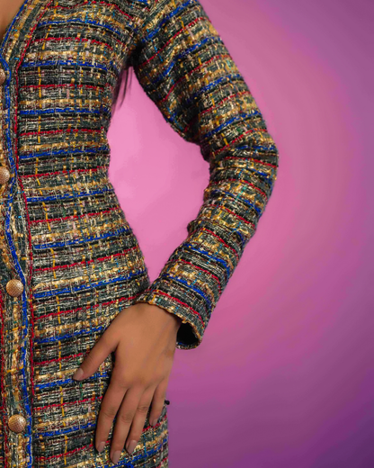 Alienor Multi Colour Tweed Dress