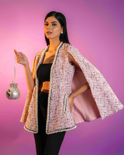 Zoe Pink Tweed Cape