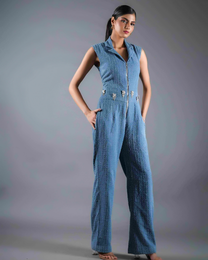 Carol Rugged Denim Embellished Jumpsuit