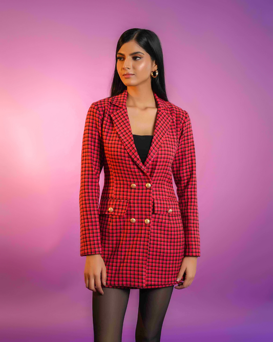 Nicole Pink Houndstooth Co-ord Set