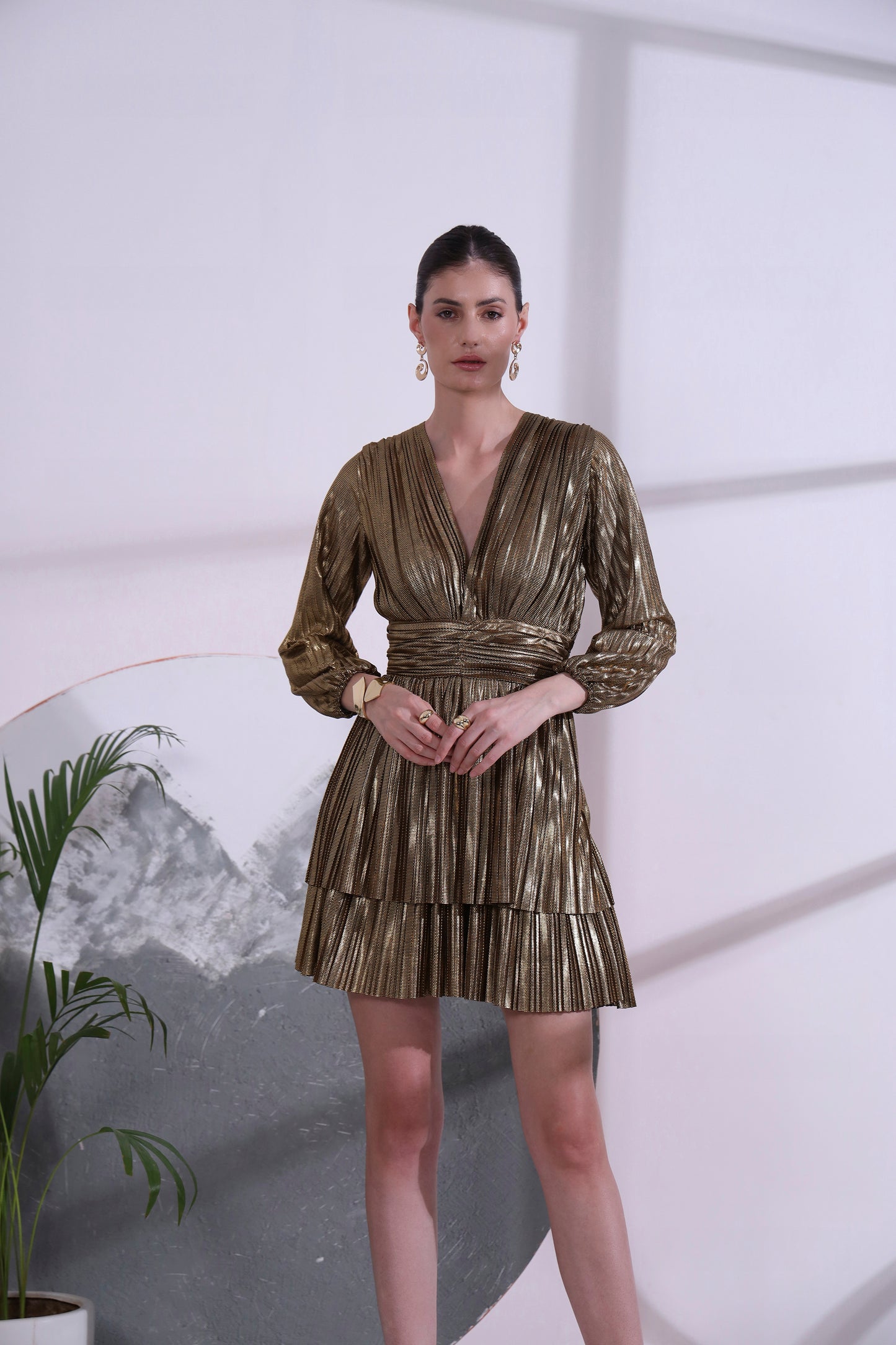 Alizee Gold metallic Short Dress