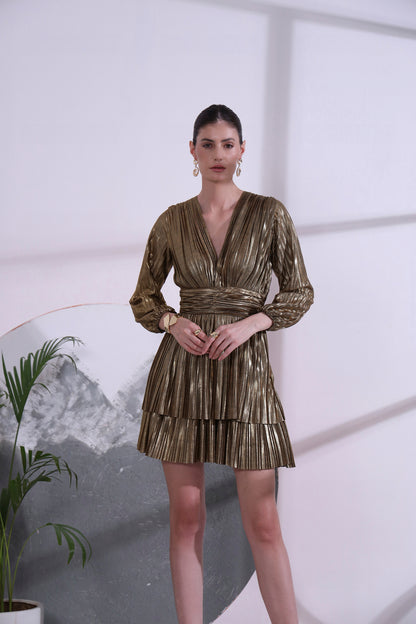 Alizee Gold metallic Short Dress