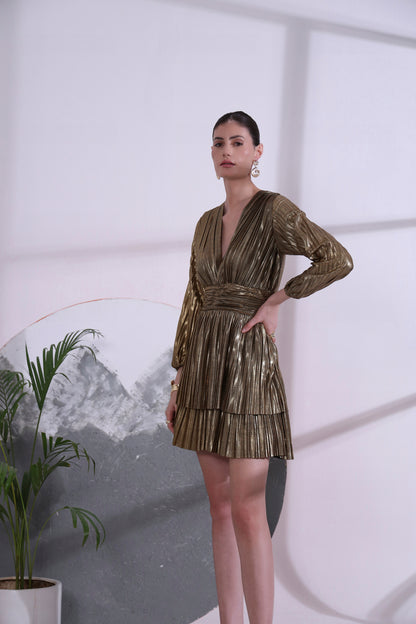 Alizee Gold metallic Short Dress
