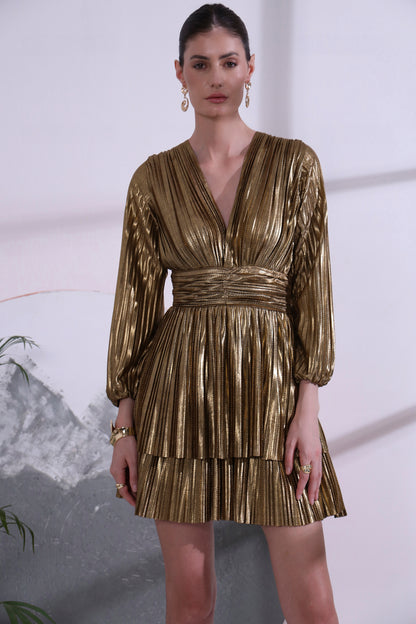 Alizee Gold metallic Short Dress