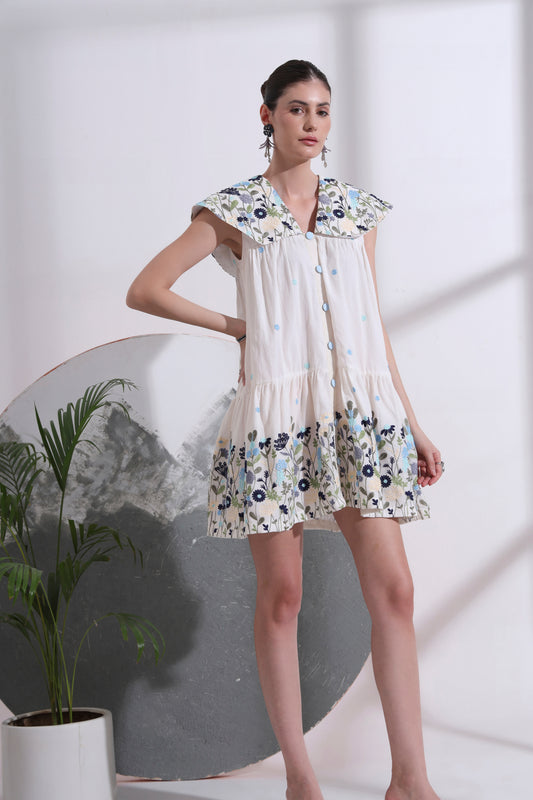 Elodie Embroidered Sailor Collar Dress