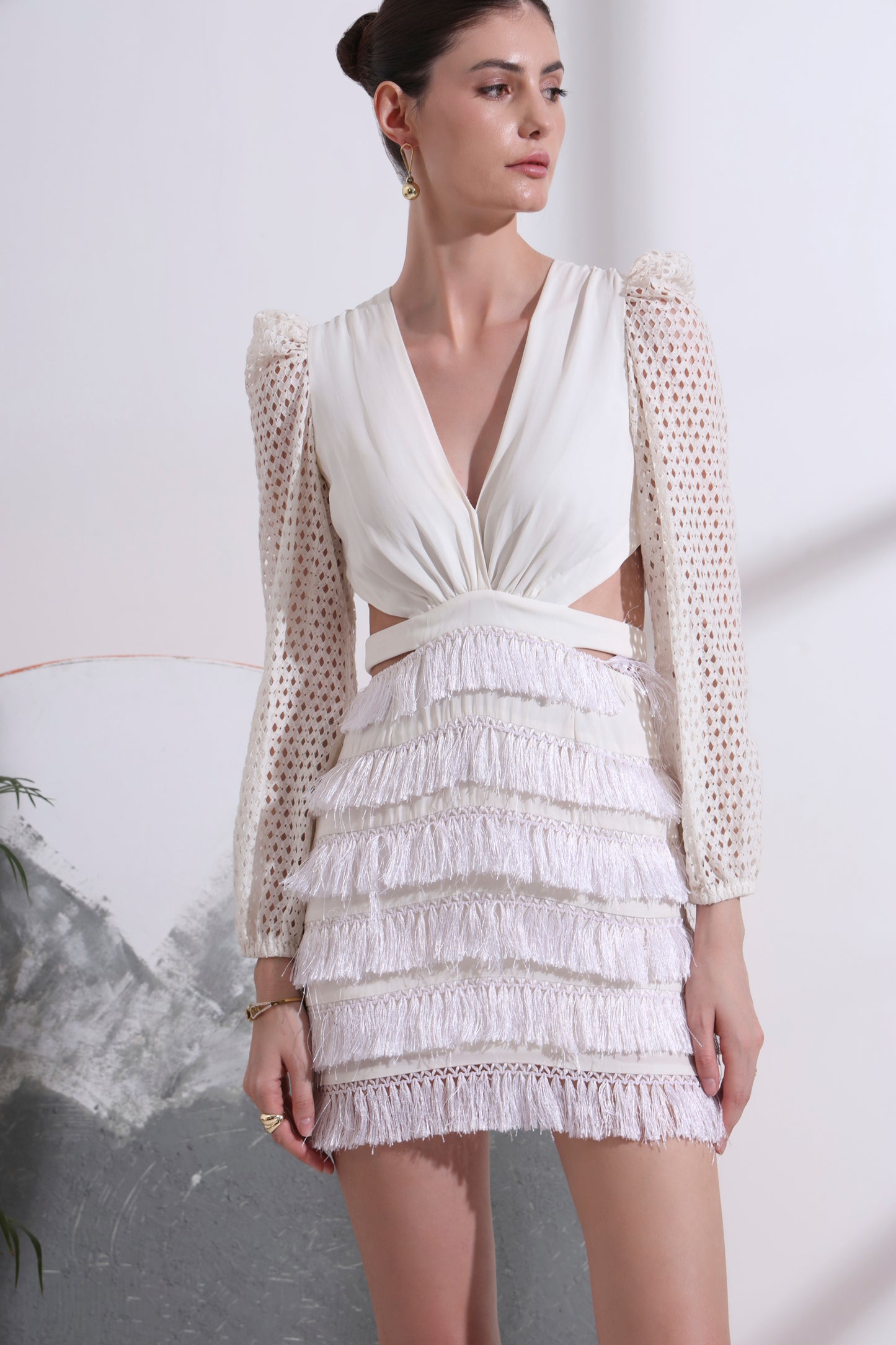 VALENTINA CUT-OUT FRINGES DRESS