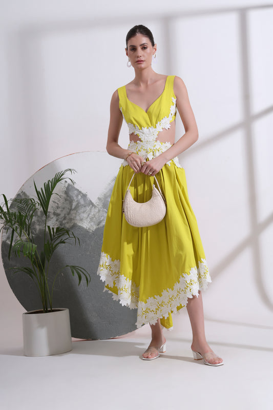CICILIA WAIST CUTOUT MIDI DRESS
