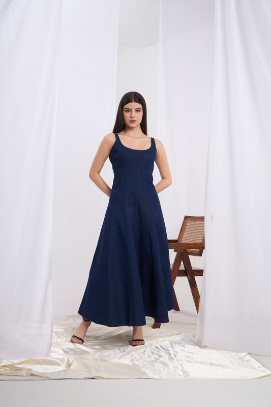 Giulietta A line Maxi Denim Dress