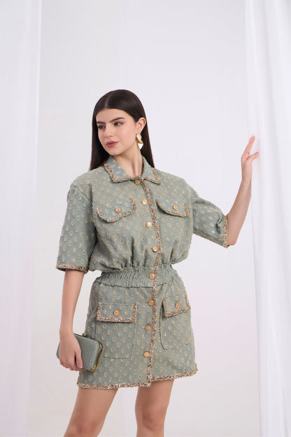 Margaux Gold Denim Dress – Afwah
