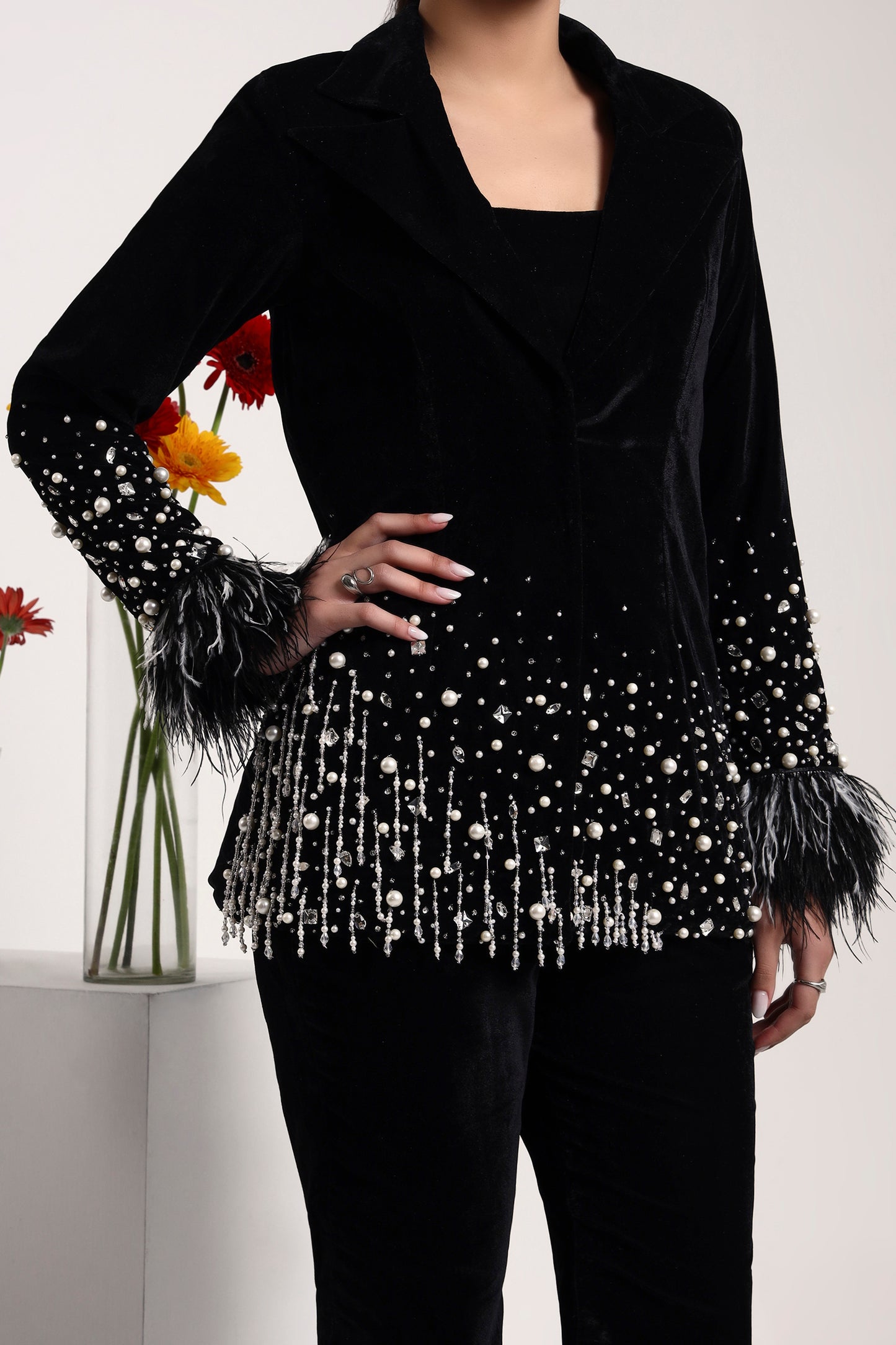 Celeste Crystal Velvet Co-ord Set