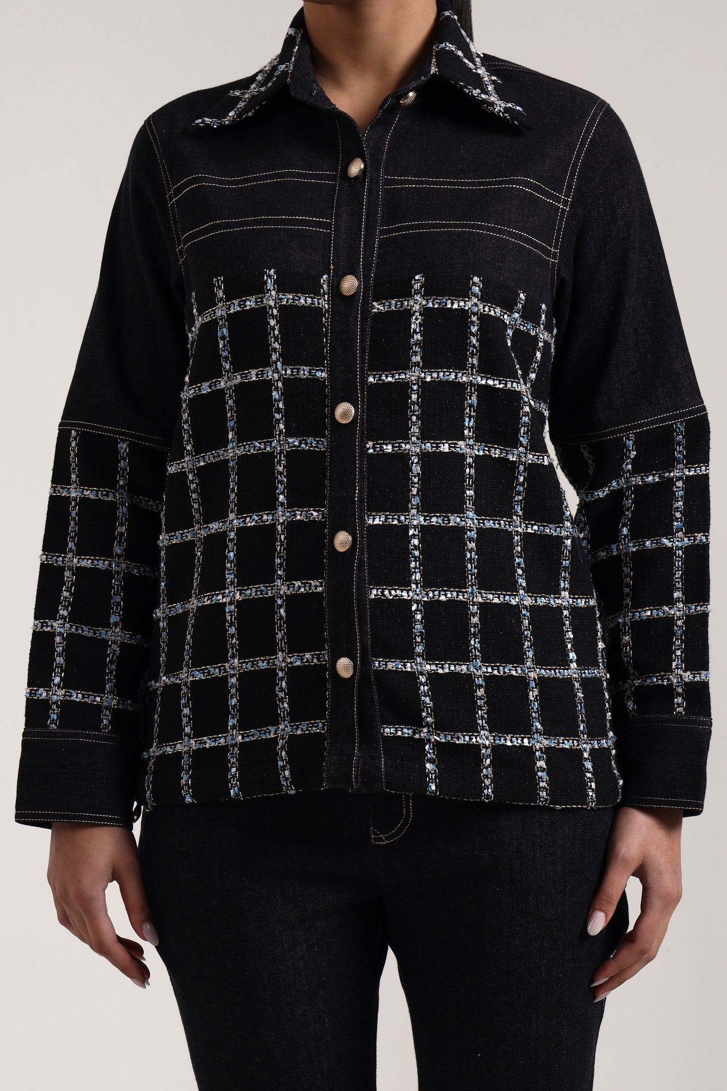 Gridelle Denim & Tweed Co-ord Set